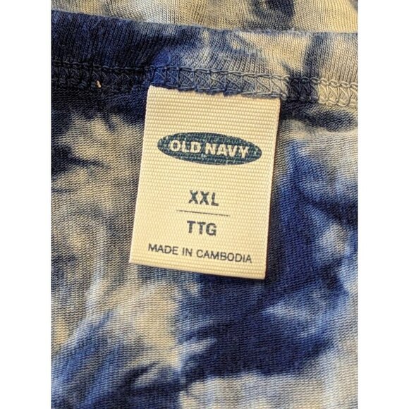 Old Navy Womens Plus XXL T Shirt Large Blue Tie Dye Short Sleeve Tee Casual Top - Picture 5 of 5